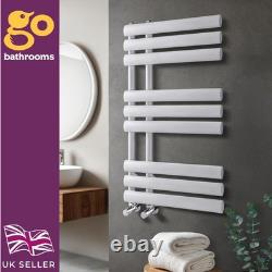 White Designer Oval Panel Offset Heated Towel Rail Bathroom Radiator 820 x 500mm