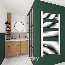 White Designer Straight Heated Towel Rail Radiator With FREE CHROME VALVES