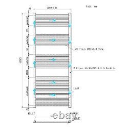 White Designer Straight Heated Towel Rail Radiator With FREE CHROME VALVES