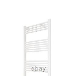 White Designer Straight Heated Towel Rail Radiator With FREE CHROME VALVES