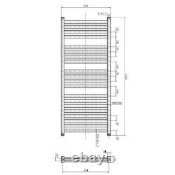 White Double Layer Heated Towel Rail H1200 x W500 Modern Bathroom Radiator