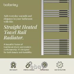 Yarnfield Straight Heated Heated Towel Rail Radiator, 502W, 600 x 1500mm, Chrome