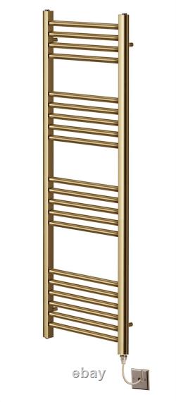 York Designer Brushed Brass Electric Heated Towel Rail Bathroom Radiator
