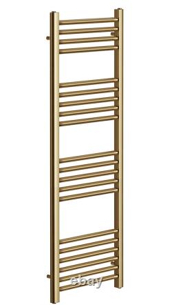York Flat Brushed Brass Central Heating Towel Rails Bathroom Radiator