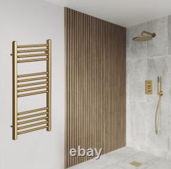 York Flat Brushed Brass Central Heating Towel Rails Bathroom Radiator