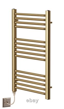 York Flat Brushed Brass Electric Heated Towel Rails Bathroom Radiator