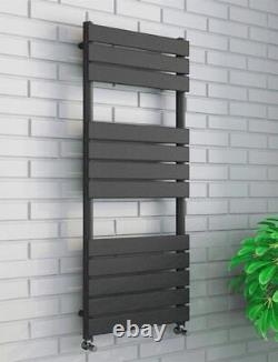 500mm x 1200 Anthracite Designer Flat Panel Heated Bathroom Towel Rail Radiator = Radiateur sèche-serviettes de salle de bain chauffant à panneau plat anthracite de designer de 500mm x 1200