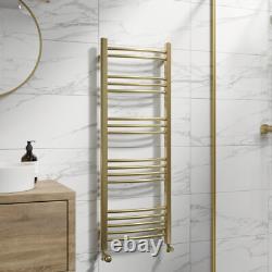 Barre à serviettes chauffante courbée en laiton brossé 1200 x 450 mm murale pour salle de bain