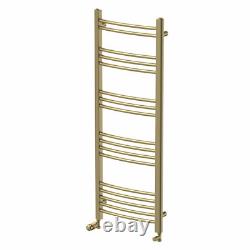 Barre à serviettes chauffante courbée en laiton brossé 1200 x 450 mm murale pour salle de bain