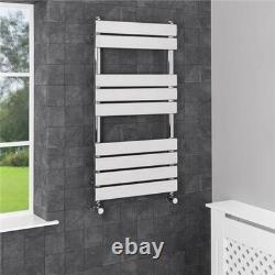 Barre chauffante pour serviettes 950 x 500 mm, à double combustible, thermostatique, en chrome, panneau plat, 9 rails