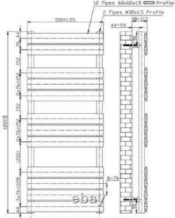 Barre de Serviette Chauffante DuraTherm à Panneau Plat Noir Mat 1200 x 500mm