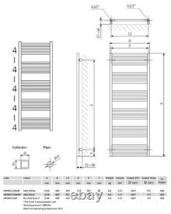 Barre de serviette chauffante Crosswater MPRO 480 x 1140 mm effet laiton brossé doré