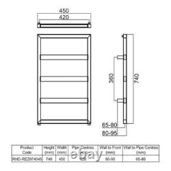 Barre de serviette chauffante Reina Rezzo Designer 740 mm H x 450 mm L Chrome