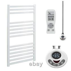 Barre de serviette chauffante électrique droite blanche Bray, thermostat, minuterie