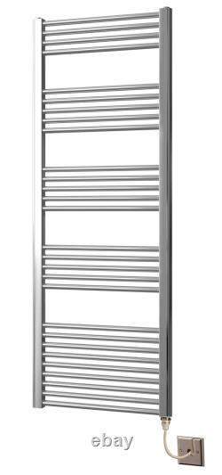 Barre de serviette chauffante électrique droite en chrome York moderne pour salle de bain designer