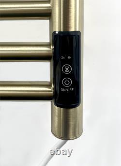 Barre de serviette chauffante électrique sèche Belfast, finition laiton brossé, hauteur 720 mm