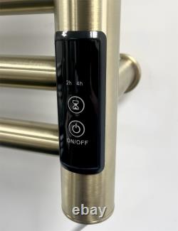 Barre de serviette chauffante électrique sèche Belfast, finition laiton brossé, hauteur 720 mm