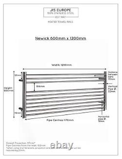 Barre de serviette chauffante en acier inoxydable JIS Newick 1200x600mm