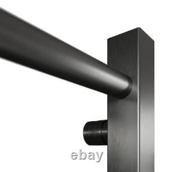 Barre de serviette chauffante en métal gunmetal pour salle de bains 1600x500 avec vannes manuelles inclinées