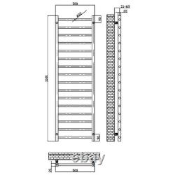 Barre de serviette chauffante en métal gunmetal pour salle de bains 1600x500 avec vannes manuelles inclinées