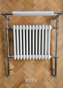 Barre de serviette chauffante traditionnelle en fonte style 3 colonnes blanche/chrome 930x790mm