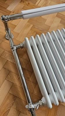 Barre de serviette chauffante traditionnelle en fonte style 3 colonnes blanche/chrome 930x790mm