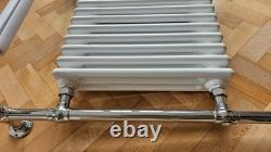 Barre de serviette chauffante traditionnelle en fonte style 3 colonnes blanche/chrome 930x790mm