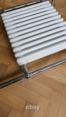 Barre de serviette chauffante traditionnelle en fonte style 3 colonnes blanche/chrome 930x790mm