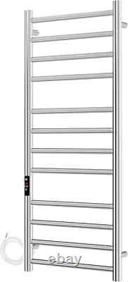 Barre de serviette électrique chauffée en acier inoxydable premium chrome avec minuterie 1200 x 500