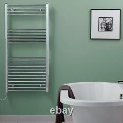 Barre de serviettes chauffante électrique en chrome droit Bray pour radiateur de salle de bains