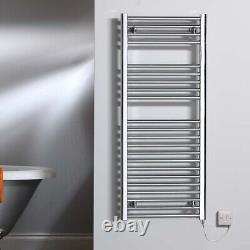 Barre de serviettes chauffante électrique en chrome droit Bray pour radiateur de salle de bains