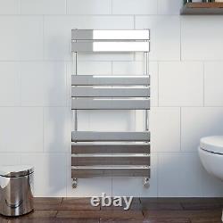 Barre porte-serviettes chauffante à panneau plat en chrome argenté 950 x 500 mm murale pour salle de bain