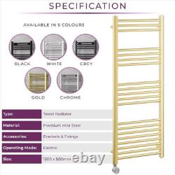 Barre porte-serviettes chauffante électrique intelligente dorée 1200 x 500 mm 300 W pour salle de bain