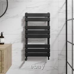 Barre porte-serviettes chauffante plate noire mate 800 x 450 mm murale pour salle de bains