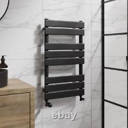 Barre porte-serviettes chauffante plate noire mate 800 x 450 mm murale pour salle de bains