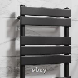 Barre porte-serviettes chauffante plate noire mate 800 x 450 mm murale pour salle de bains