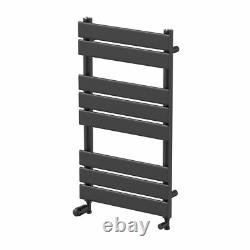 Barre porte-serviettes chauffante plate noire mate 800 x 450 mm murale pour salle de bains