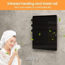 Chauffe-serviettes infrarouge 730W avec thermostat, porte-serviettes chauffant avec WiFi pour salle de bain