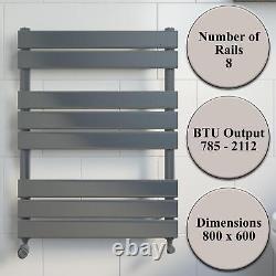 DuraTherm Radiateur Porte-serviettes Électrique Plat Anthracite 800 x 600mm