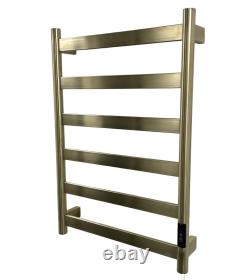 FALA Radiateur de Serviettes Électrique Plat en Laiton Brossé 700mm H Chauffage de Salle de Bain