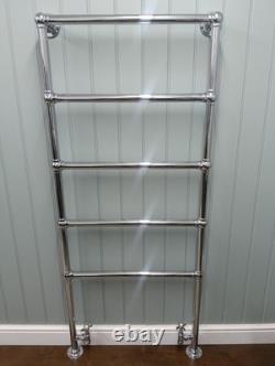 Grand porte-serviettes chauffant mural en chrome, style classique, ancien stock neuf