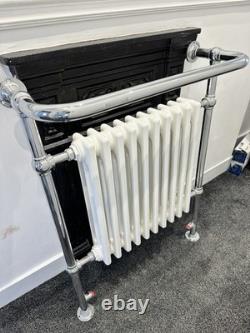 Nouveau porte-serviettes chauffant HERITAGE CLIFTON victorien chromé blanc radiateur PPR 749 £