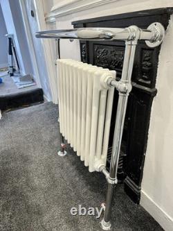 Nouveau porte-serviettes chauffant HERITAGE CLIFTON victorien chromé blanc radiateur PPR 749 £