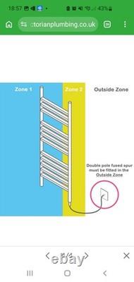 Porte-serviettes chauffant droit Diamond 500 x 1000 (y compris vannes + kit de chauffage électrique)