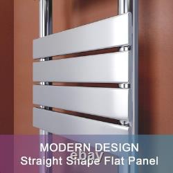 Porte-serviettes chauffant élégant chromé pour salle de bain, radiateur échelle moderne à panneaux plats