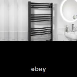 Porte-serviettes courbé noir chauffant à échelons moderne Radiateur de salle de bain Rad avec vannes