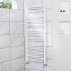 Porte-serviettes De Salle De Bain Incurv&eacute; Blanc, Radiateur S&egrave;che-serviettes &agrave; Eau Chaude, Chauffe-serviettes Central, &eacute;chelle