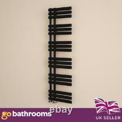 Porte-serviettes vertical noir moderne décalé, radiateur de salle de bains chauffant 1750x500 mm