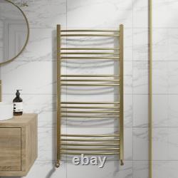 RadiLux Barre de Serviette Chauffante Courbée Laiton Brossé 1200 x 600mm