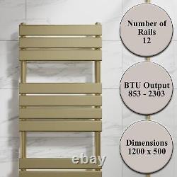 RadiLux Radiateur Sèche-serviettes à panneau plat en laiton brossé 1200 x 500mm